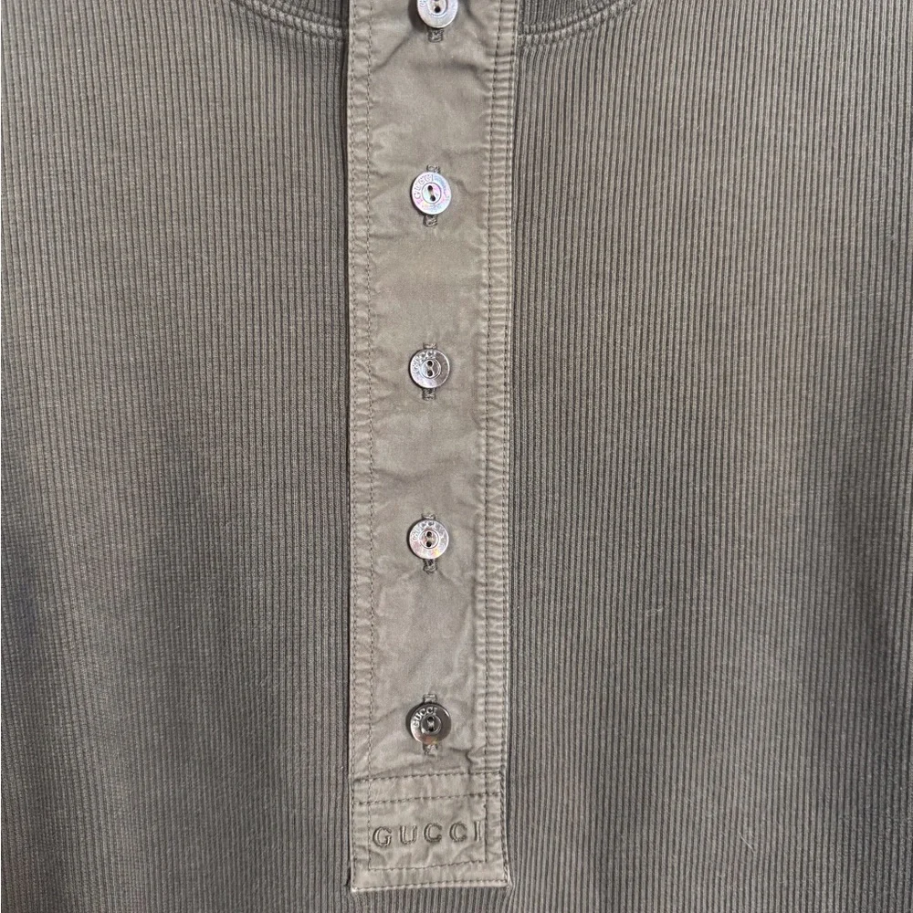Gucci ribbed brown long sleeve Henley tee shirt - Picture 5 of 5